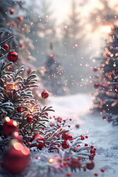 冬日雪景中的圣誕樹