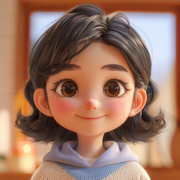 棕色頭發棕色眼睛超級可愛小女孩