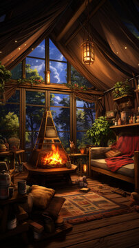 在樹林中舒適的小屋度假