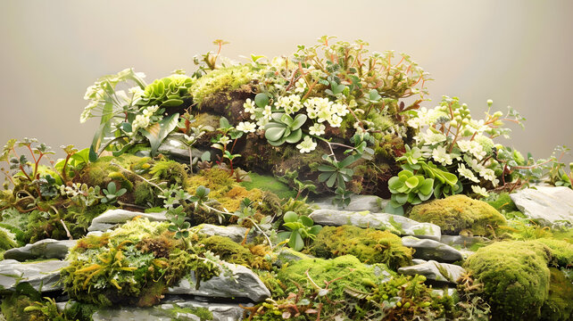 青苔白花石頭上的風(fēng)景