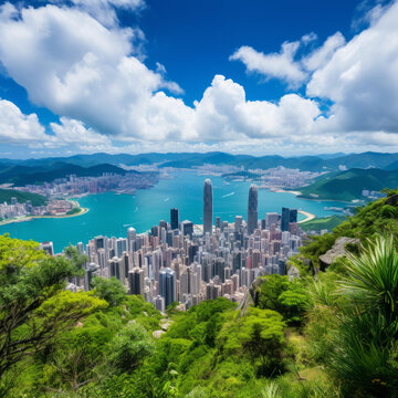 太平山頂俯瞰香港城市景觀