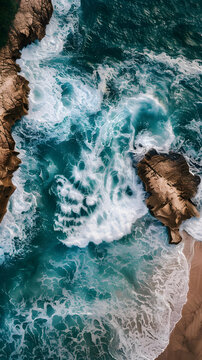 海浪拍打巖石的視角