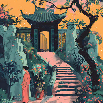 中國古典園林中的女子