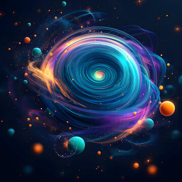 藍(lán)色和橙色的星系抽象插圖