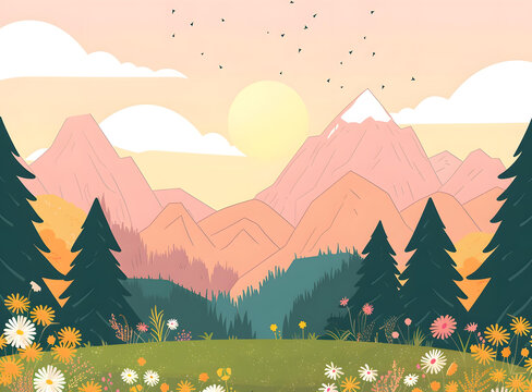 山林花田風(fēng)景