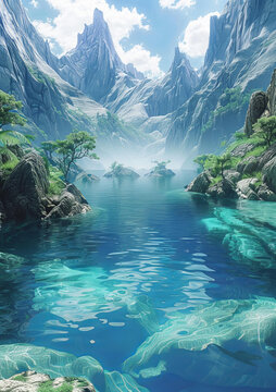 山湖美景的AI圖片