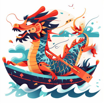紅藍龍舟的AI圖片