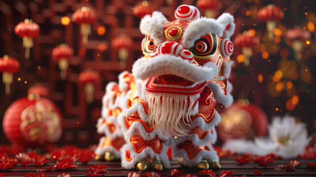 舞獅迎新春龍騰獅躍鬧元宵
