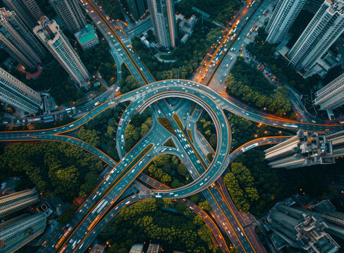 城市道路樞紐夜景