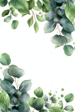 綠桉葉水彩插圖