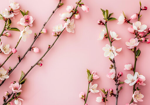 粉色背景上的白色花朵枝