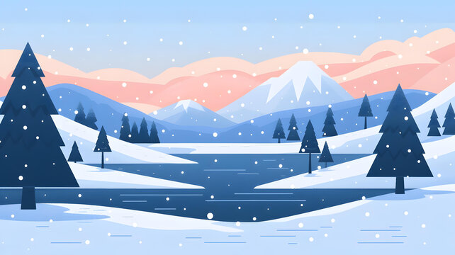 冬季雪山風景