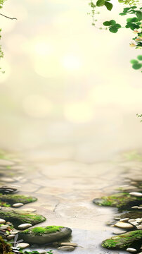 綠葉石頭背景圖片