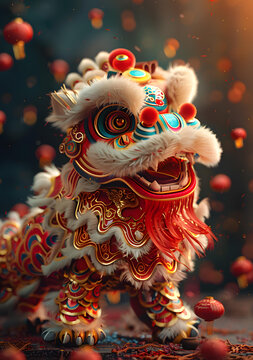 舞獅的AI圖片
