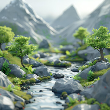 山間河流石頭