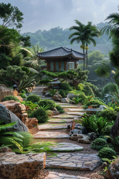 中國傳統(tǒng)涼亭花園