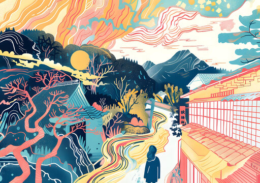 日式村莊風(fēng)景