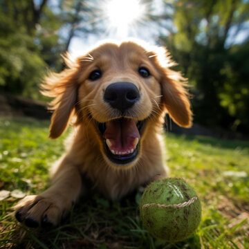 金毛獵犬玩球