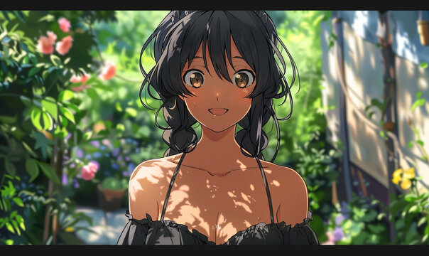 花園里的微笑女孩