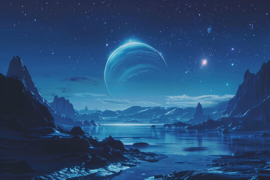 寧靜的藍色的外星風(fēng)景