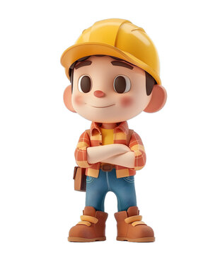 [免摳素材]戴著黃色安全帽的建筑工人