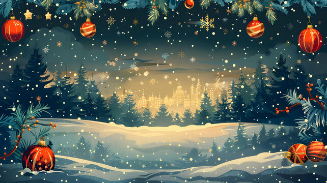 圣誕節(jié)的冬夜雪景