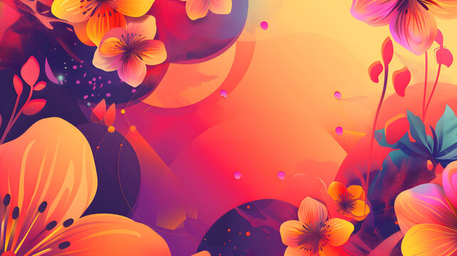抽象花卉背景,五彩繽紛的花朵