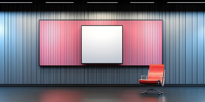 現(xiàn)代室內(nèi)設(shè)計(jì)空白畫布樣機(jī)紅色椅子