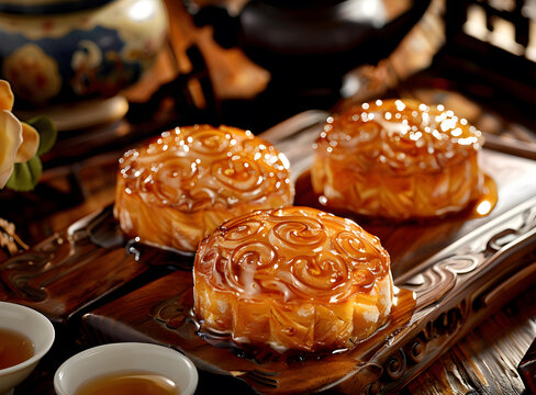 中秋節(jié)美味月餅特寫
