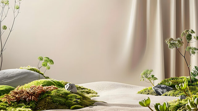 極簡沙漠景觀 綠色植物