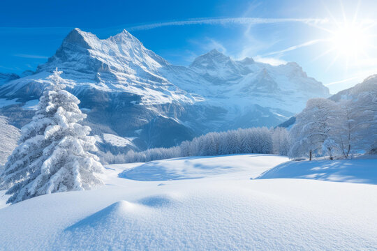 壯麗雪山冬景
