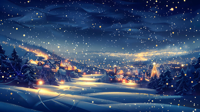 圣誕節(jié)的雪景小鎮(zhèn)