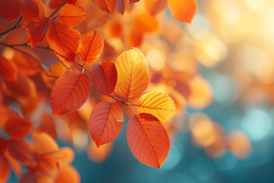 秋天的紅葉在陽(yáng)光下閃耀