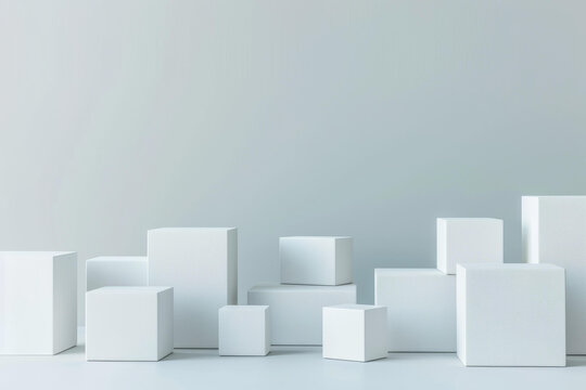 淺藍(lán)色背景上不同大小的白色盒子