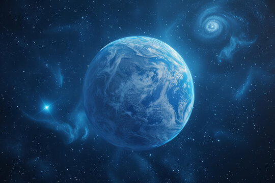 浩瀚宇宙中的蔚藍地球