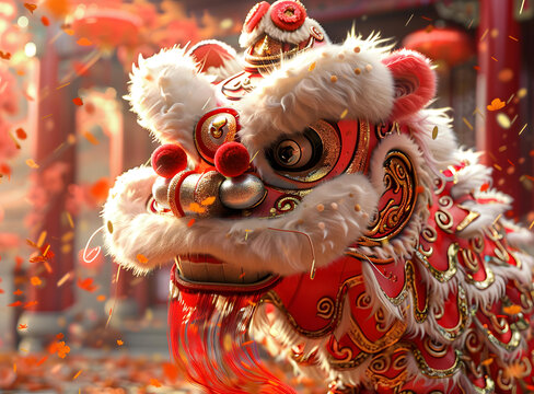舞龍舞獅的AI圖片