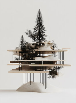 簡約木質(zhì)房屋3D