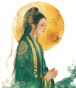長裙仕女圖