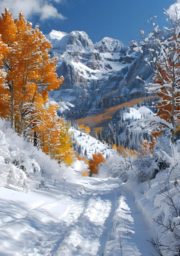 雪山上的雪路