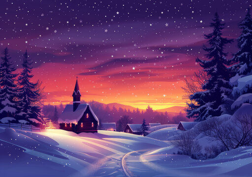 雪夜靜謐童話村