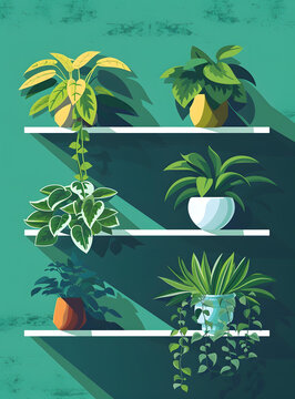 綠植裝飾白架子背景墻