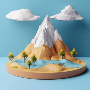 低多邊形3D山地景觀