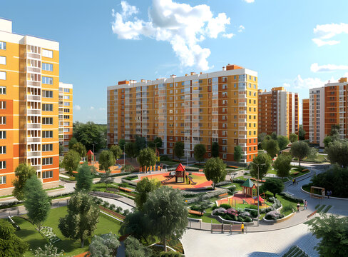 住宅小區(qū)帶游樂場的庭院