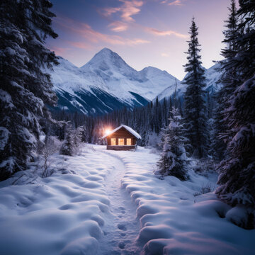 雪山上的小屋
