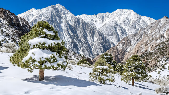 雪山松樹(shù)景觀