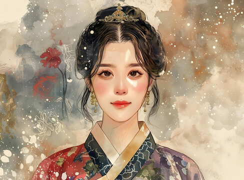 身穿韓國傳統(tǒng)服飾的美麗韓國女性