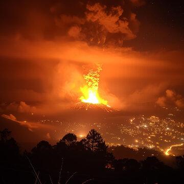 火山噴發(fā)夜色
