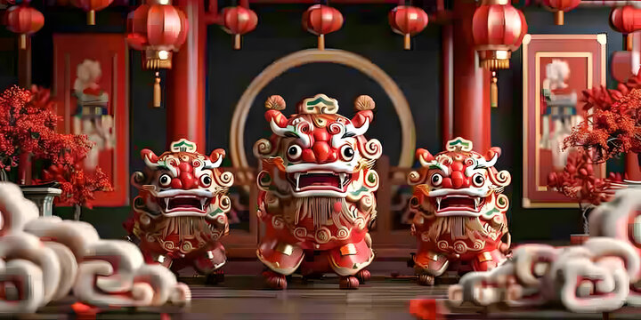 舞獅的AI圖片