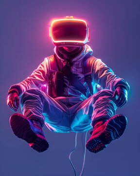 身臨其境的宇航員在太空中漫游