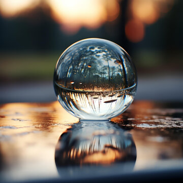 水晶球里的森林和天空